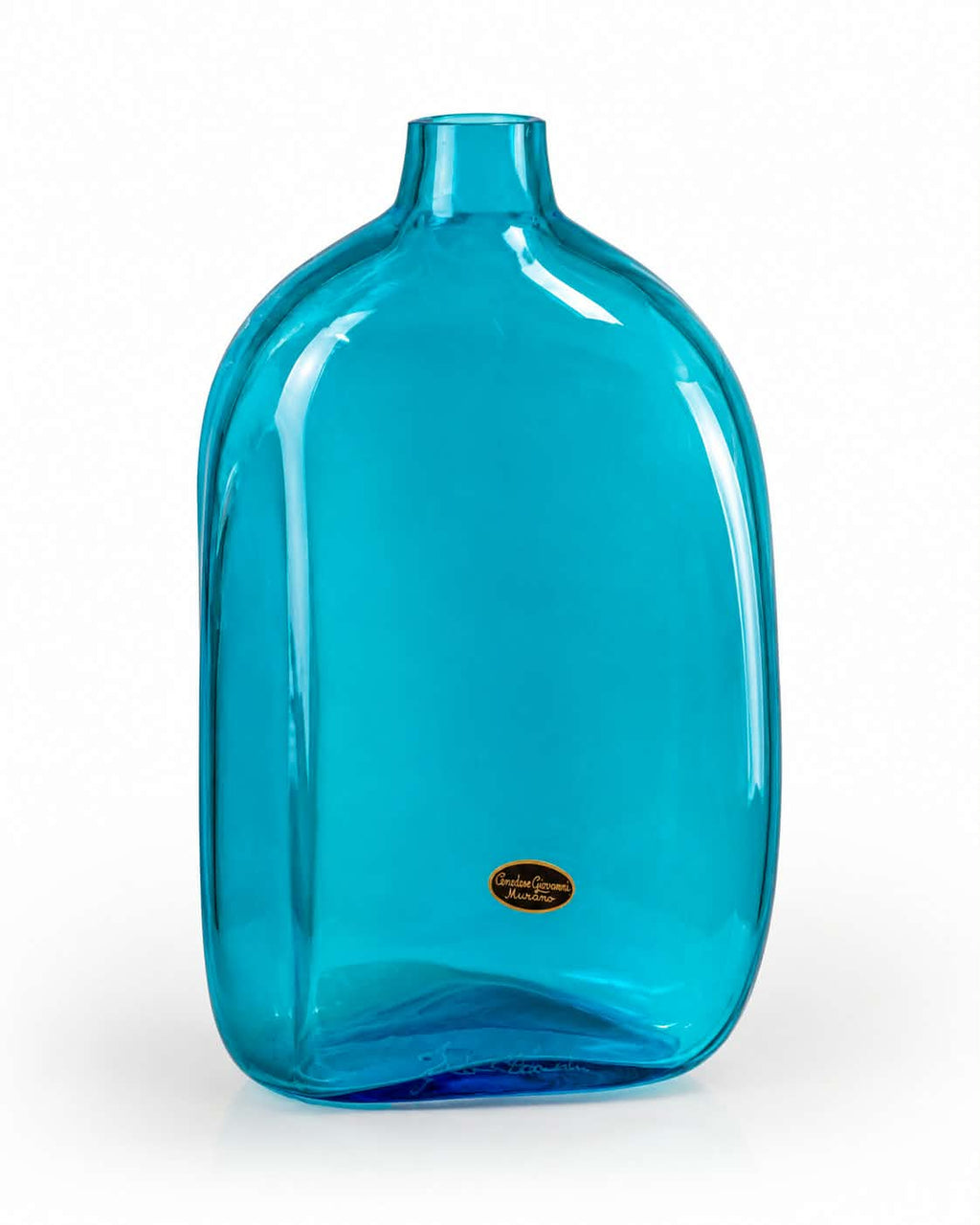 Signed Cenedese Giovanni Murano Turquoise Blue Art Glass Vase.