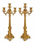 Pair of French Charles X Three-Light Gilt Bronze Candelabra, Early 19th Century