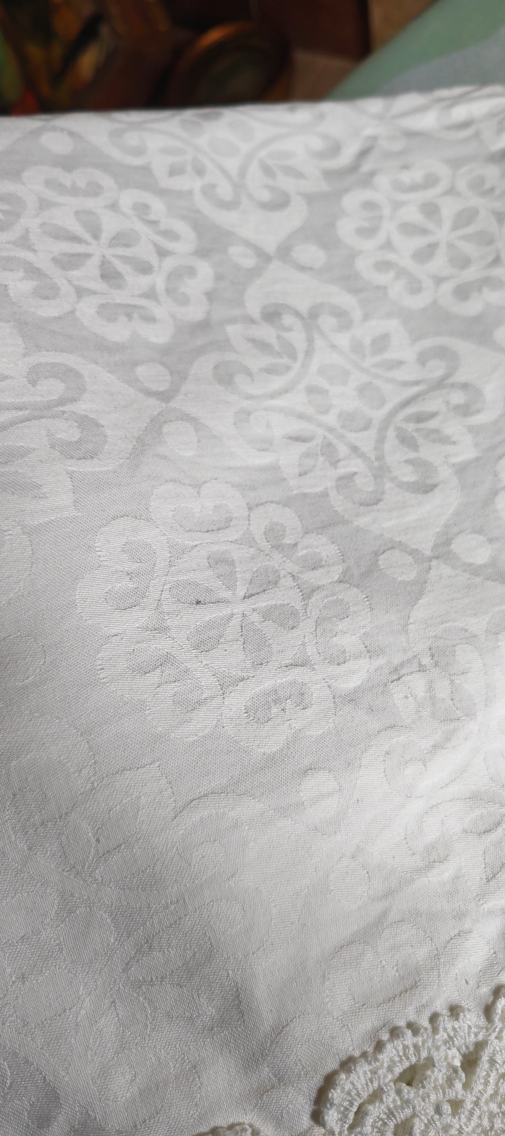 Vintage 1950s European Handmade Damask.