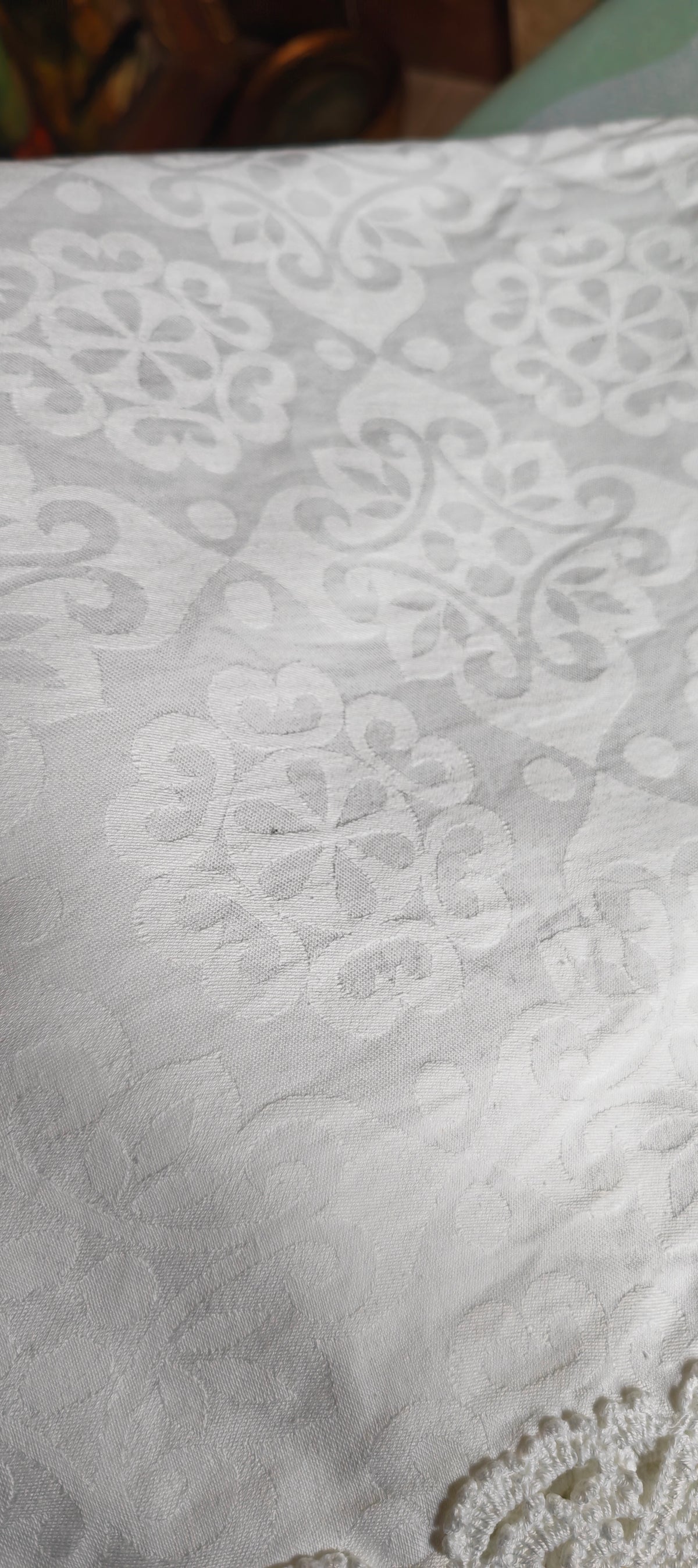 Vintage 1950s European Handmade Damask.