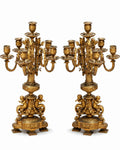 Pair of Monumental 19th-Century French Ormolu and Gilt-Bronze Candelabra with Putti