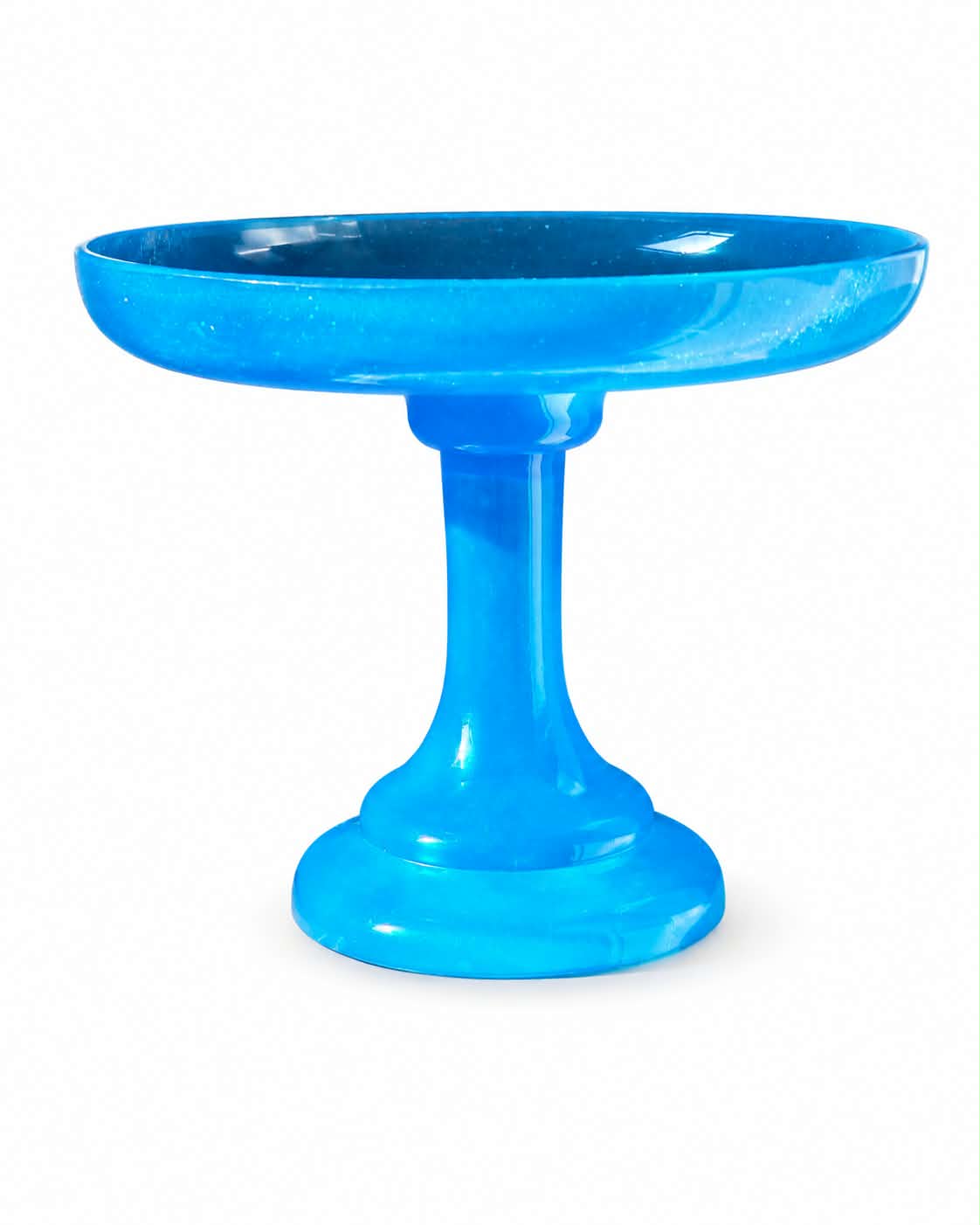 Vintage Blue Opaline Glass Pedestal Candy & Sweet Dish