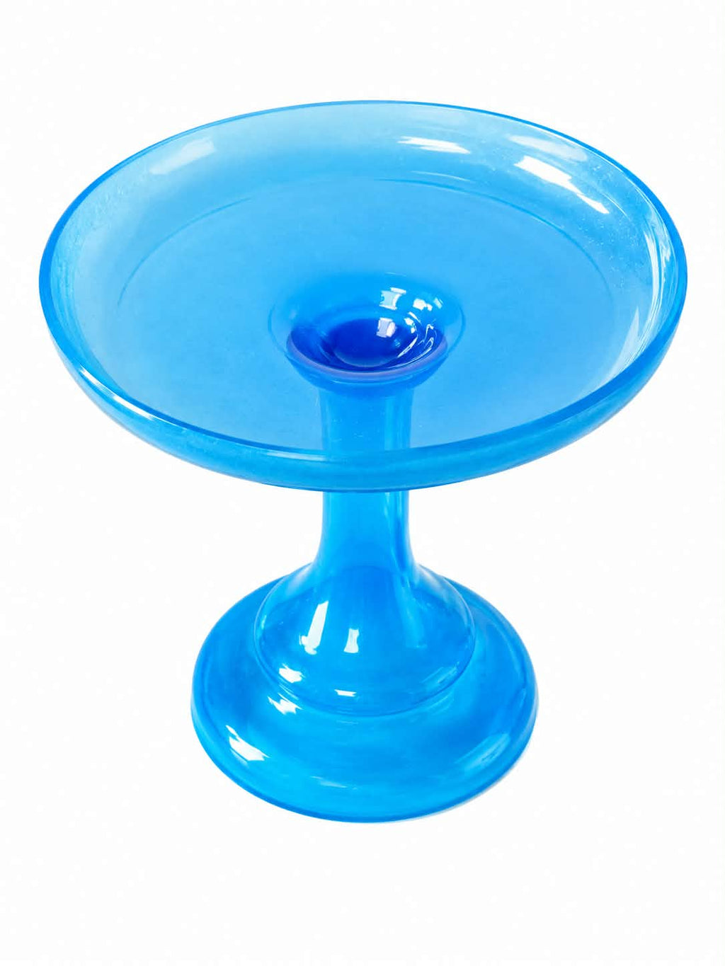 Vintage Blue Opaline Glass Pedestal Candy & Sweet Dish