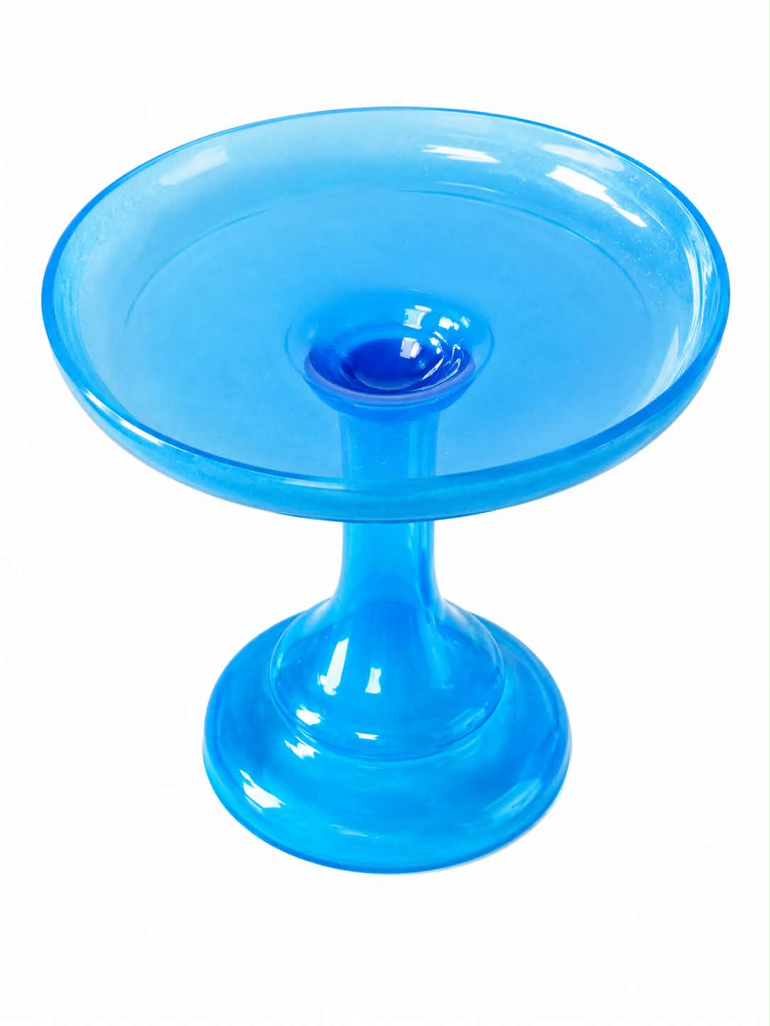 Vintage Blue Opaline Glass Pedestal Candy & Sweet Dish