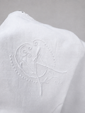 Beautiful Hungarian Country Linen Damask Pillowcase with Madeira Embroidery and Monogram – 90 × 72 cm