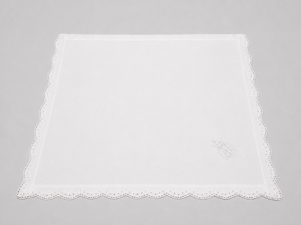 Beautiful Hungarian Country Linen Damask Pillowcase with Madeira Embroidery and Monogram – 90 × 72 cm