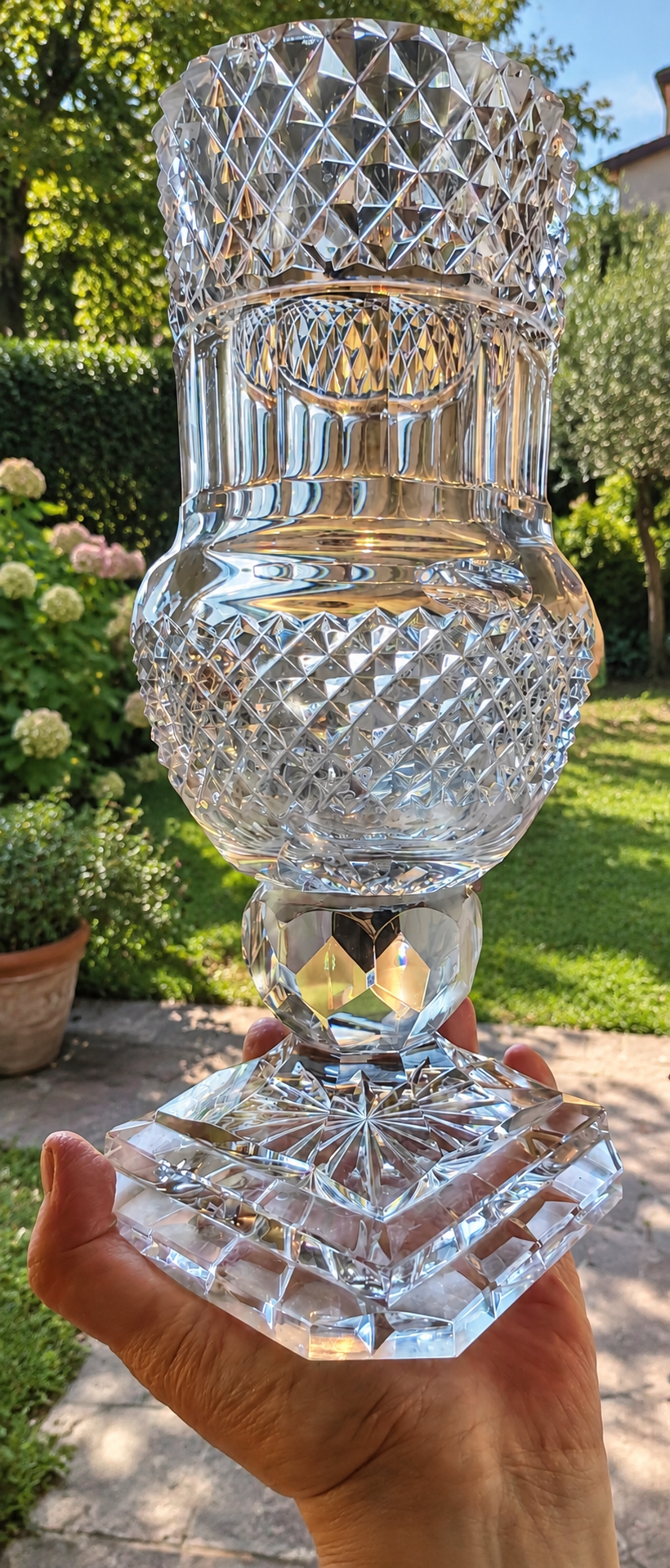 Saint-Louis style French crystal vase .
