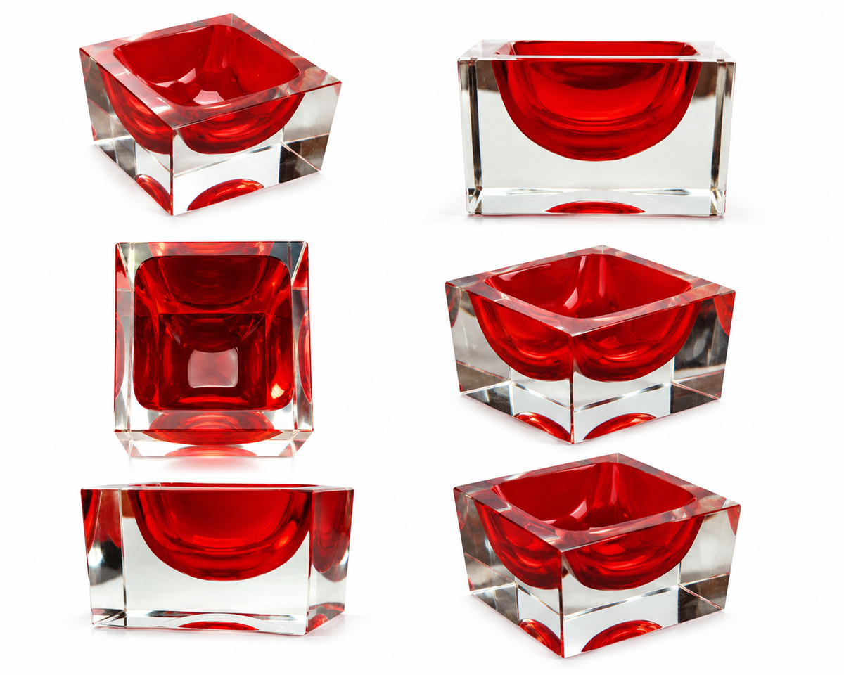 Flavio Poli Murano Sommerso Glass Ashtray / Jewelry Dish.