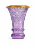 Antique French Amethyst Cut Crystal Campana Vase with Ormolu Rim, c. 1830