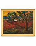 Fauvist-Style European Rural Landscape – Oil on Board
