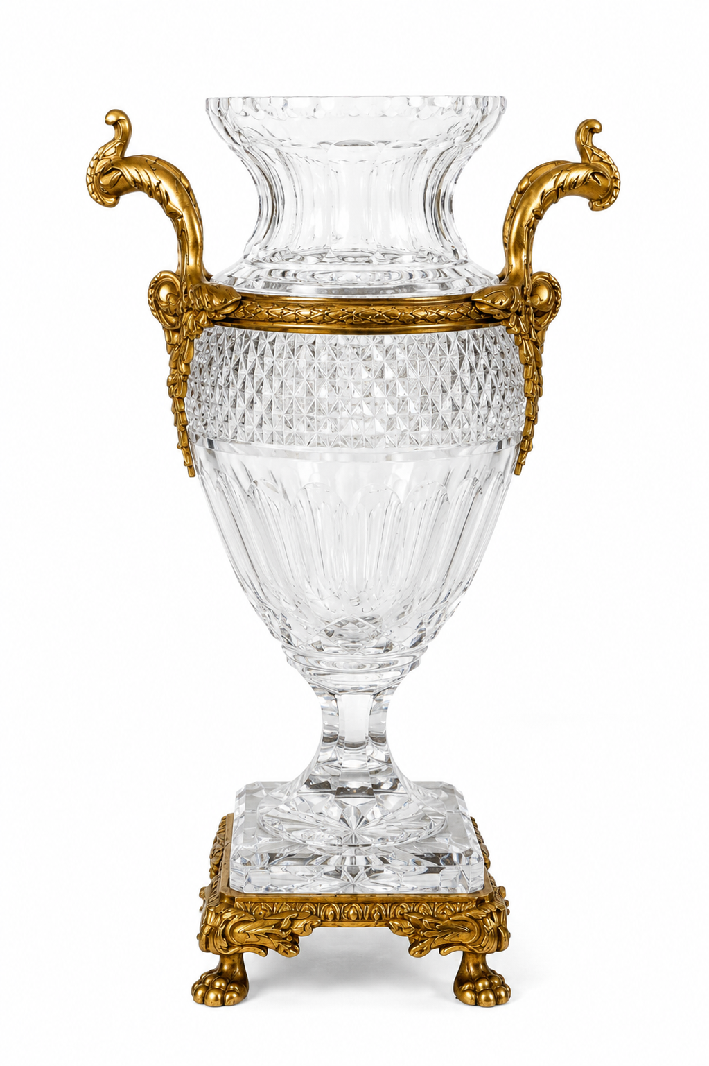 Baccarat French Charles X Cut Crystal Vase with Gilt-Bronze Mounts, circa 1825–1840