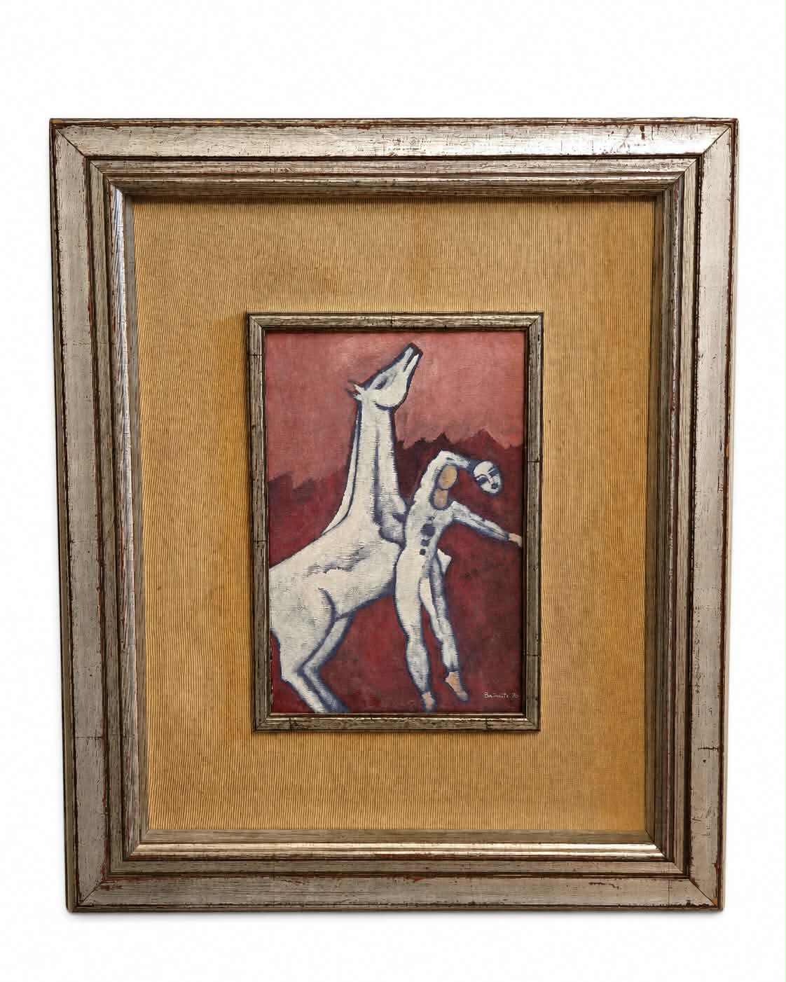 Brunetti ’78 – Modernist Horse and Figure Composition, Framed Painting