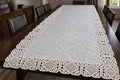 Vintage 1950s European Handmade Damask Tablecloth,