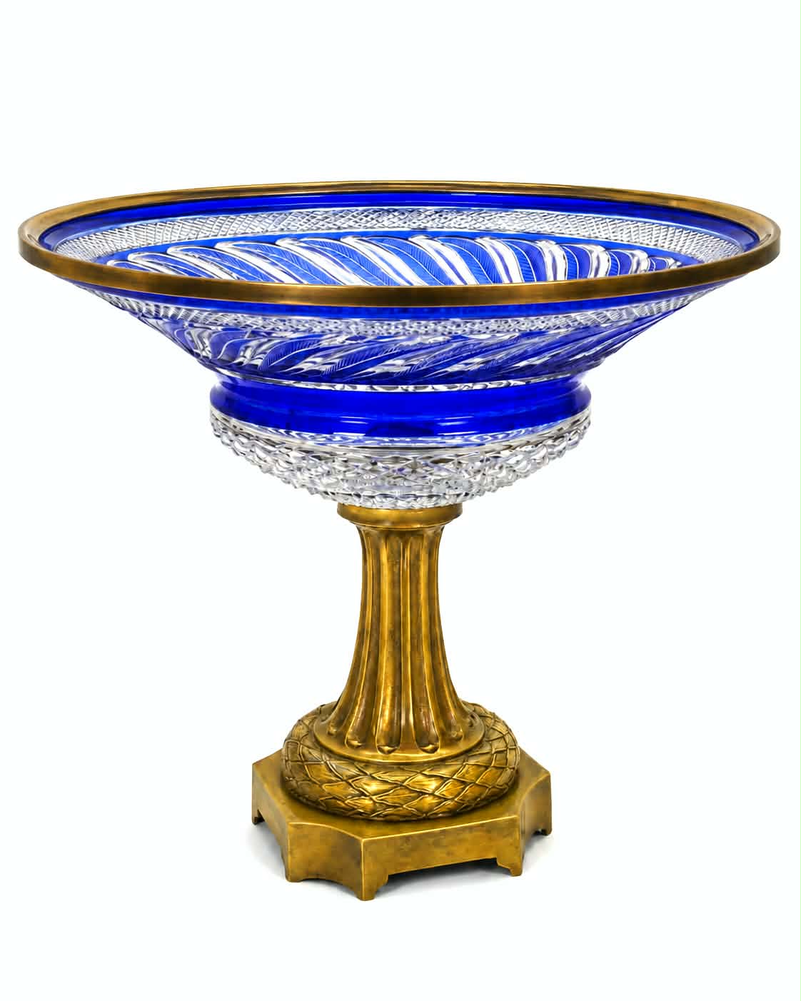 Late 19th-Century Cobalt Blue Crystal and Gilt Bronze Centrepiece , Possibly Austrian or Imperial Russian.