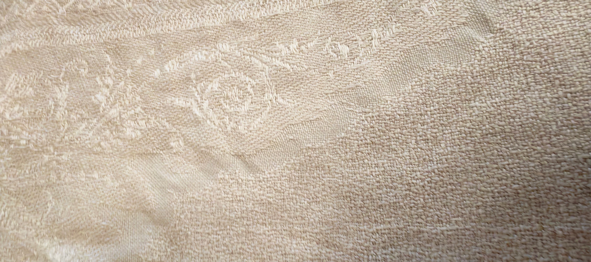 Antique Art Nouveau Handwoven Linen Damask Tablecloth .