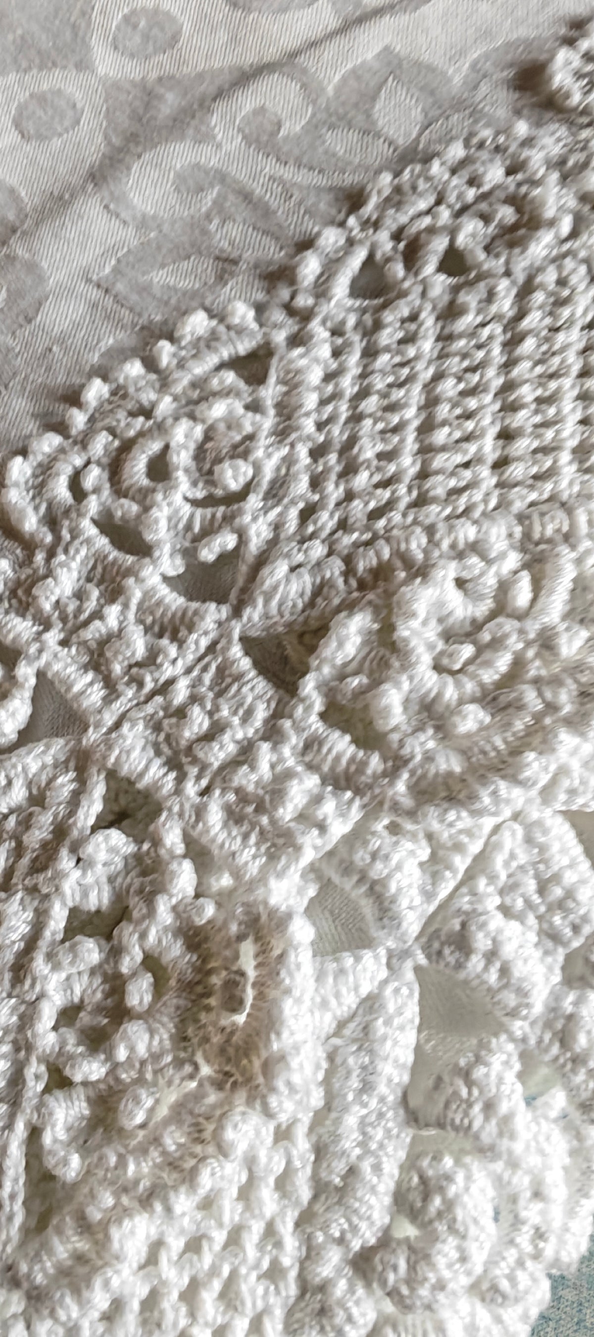 Vintage 1950s European Handmade Damask.