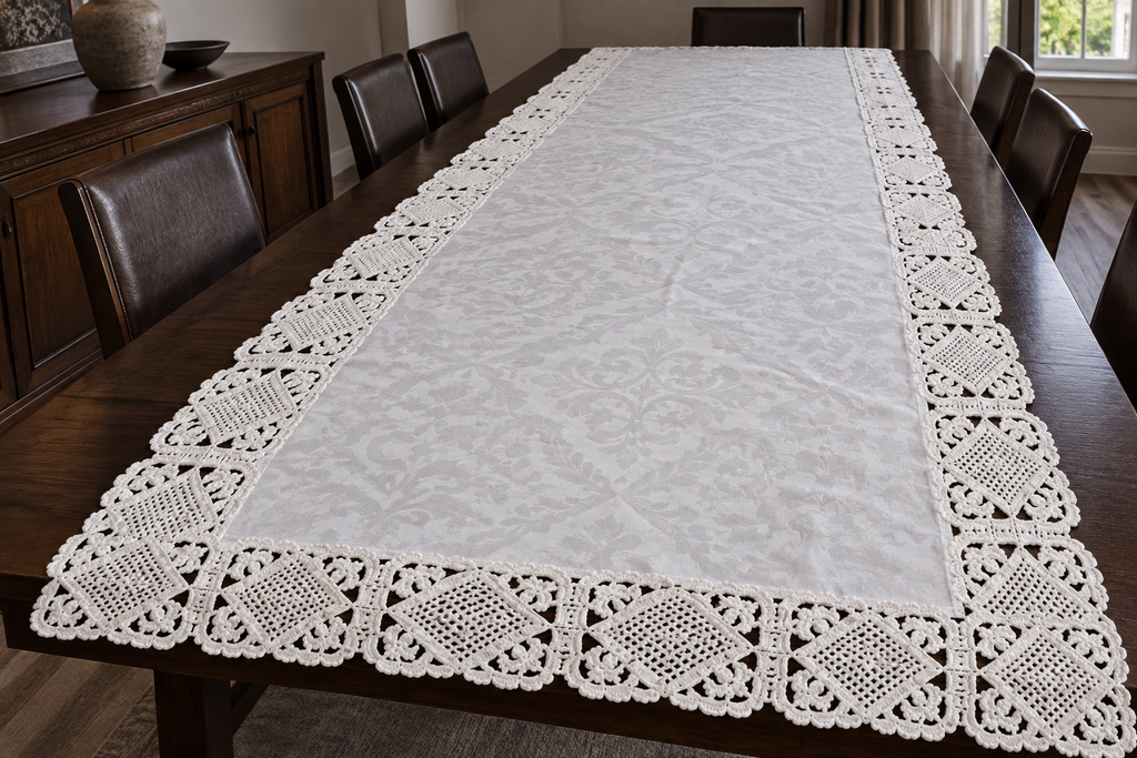 Vintage 1950s European Handmade Damask.