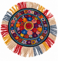 Vintage Hungarian Matyó Hand-Embroidered Round Tablecloth – 1960s