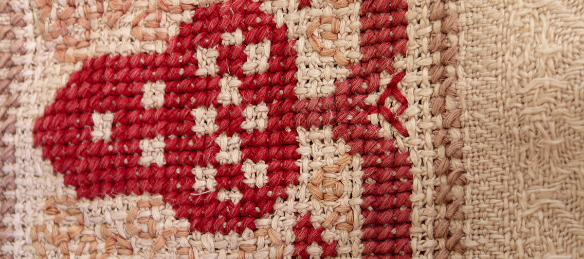 Antique Art Nouveau Handwoven Linen Damask Tablecloth .