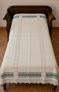 100-Year-Old Antique Transylvanian Hand-Embroidered Linen Textile – 195 × 154 cm.